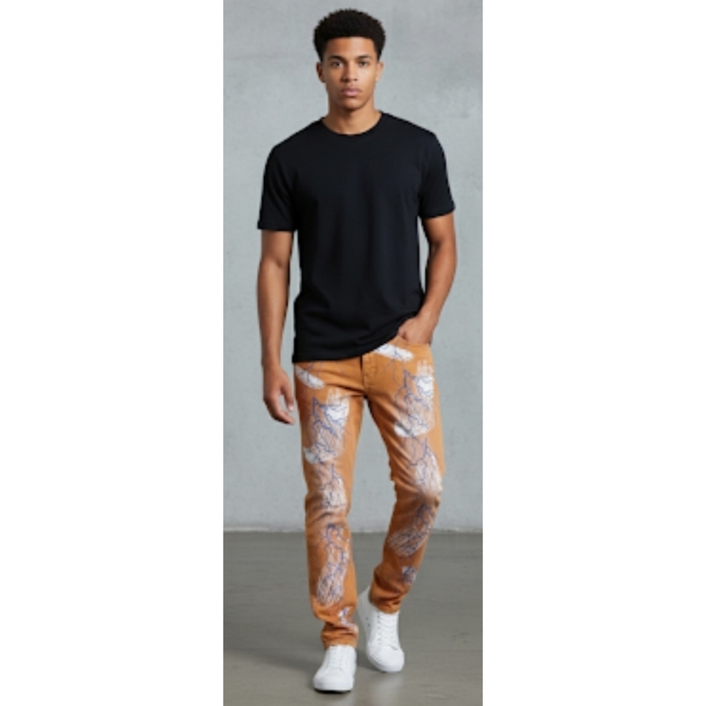 DANT BULUN Men's Painted Slim Fit Jeans